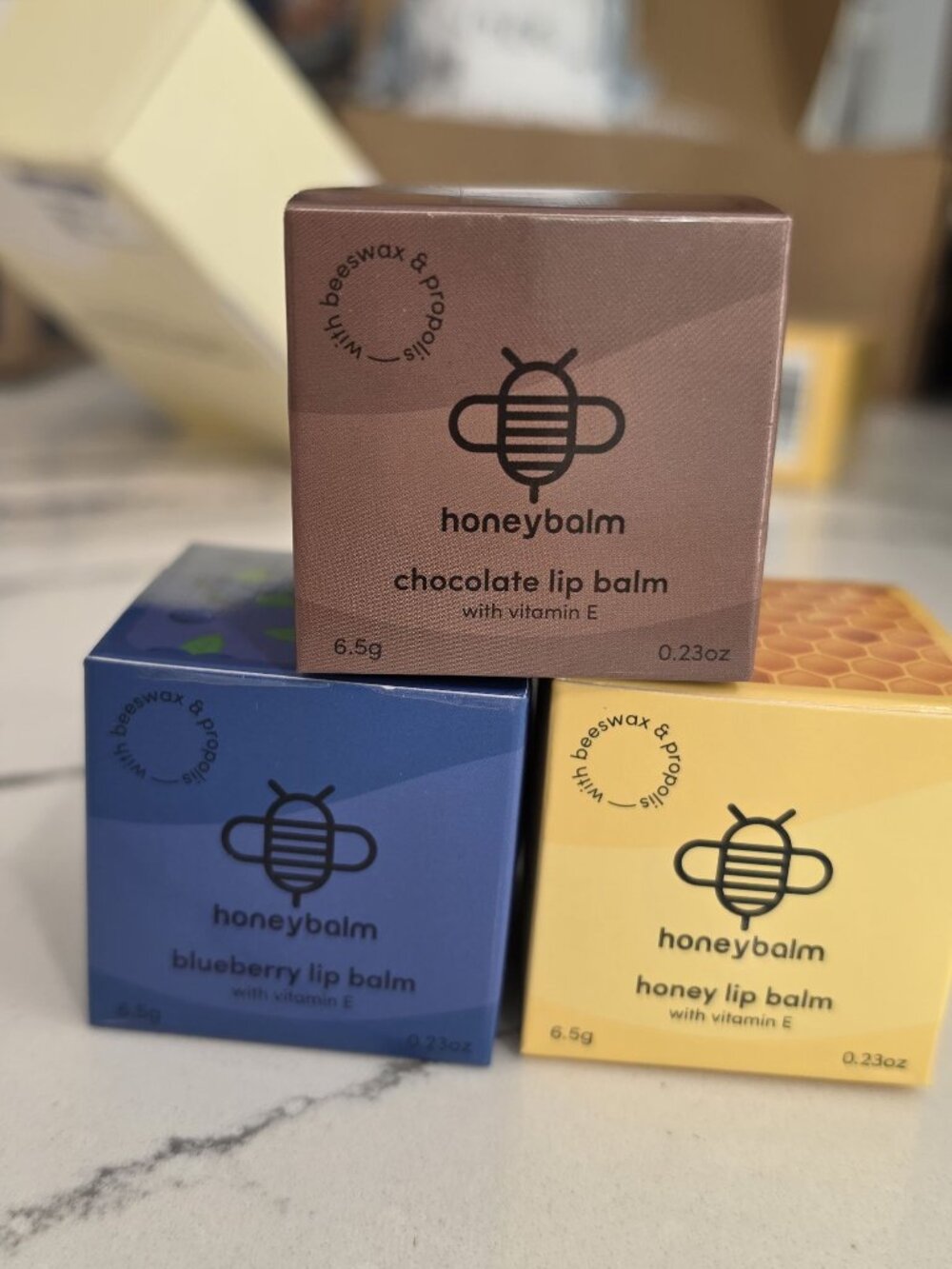 Honeybalm Chocolate Blueberry & Honey Lip Balm Trio Vitamin E -Beeswax Propolis